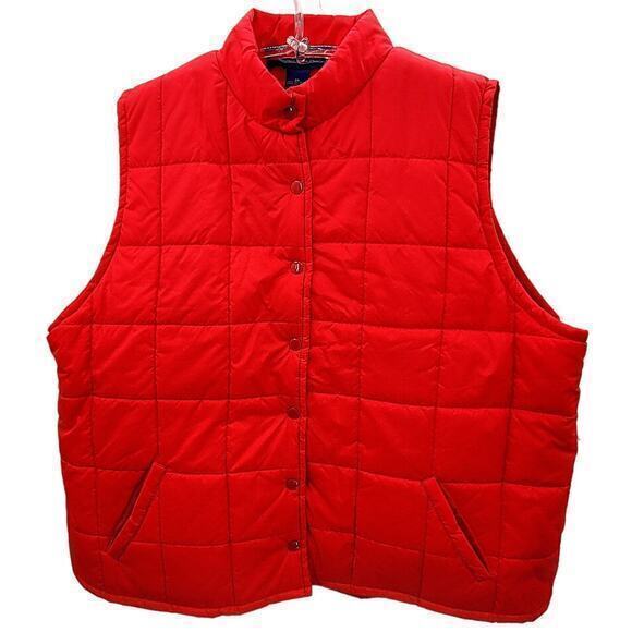 HP Carreau Plus Red Quilted Snap Vest Jacket - Picture 1 of 13